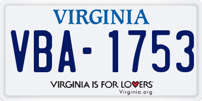 VA license plate VBA1753