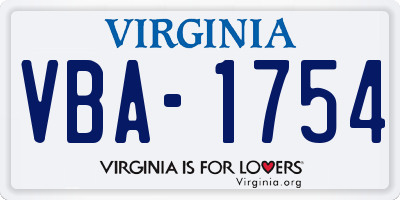 VA license plate VBA1754