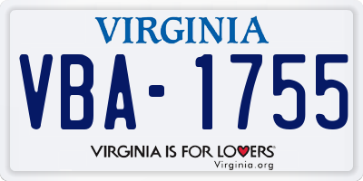 VA license plate VBA1755