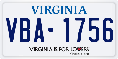 VA license plate VBA1756