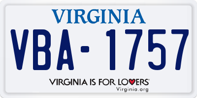 VA license plate VBA1757