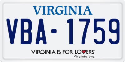 VA license plate VBA1759