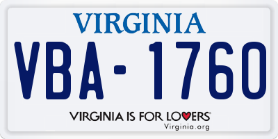 VA license plate VBA1760