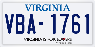 VA license plate VBA1761