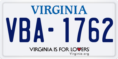 VA license plate VBA1762