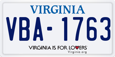 VA license plate VBA1763