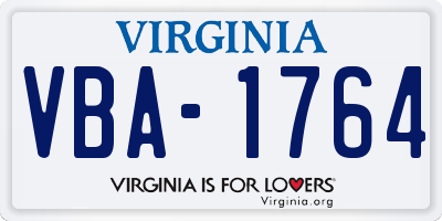 VA license plate VBA1764