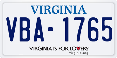 VA license plate VBA1765