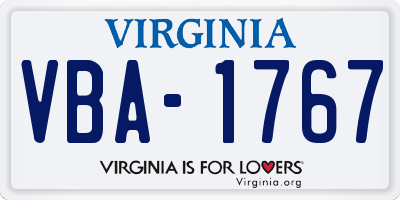 VA license plate VBA1767