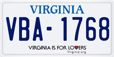 VA license plate VBA1768
