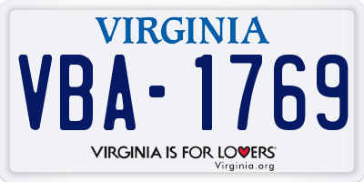 VA license plate VBA1769