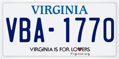 VA license plate VBA1770