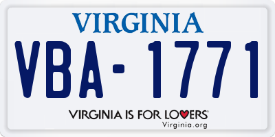 VA license plate VBA1771