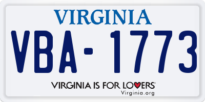 VA license plate VBA1773