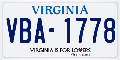 VA license plate VBA1778