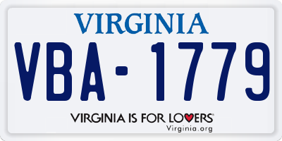 VA license plate VBA1779