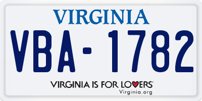 VA license plate VBA1782