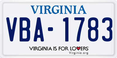 VA license plate VBA1783