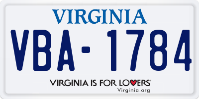 VA license plate VBA1784
