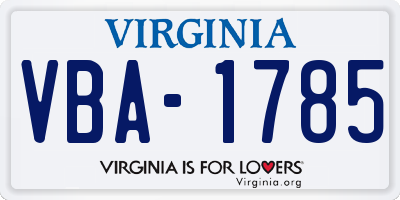 VA license plate VBA1785