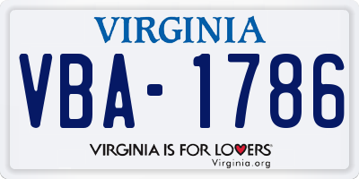 VA license plate VBA1786