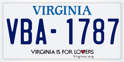 VA license plate VBA1787