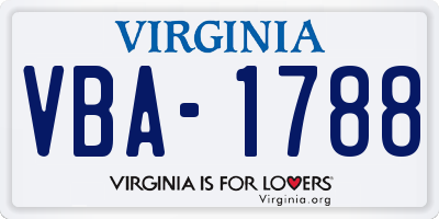 VA license plate VBA1788