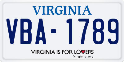 VA license plate VBA1789