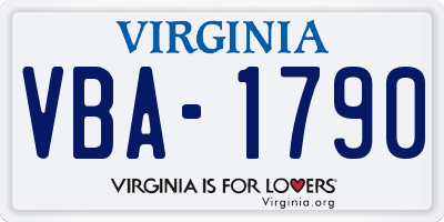 VA license plate VBA1790