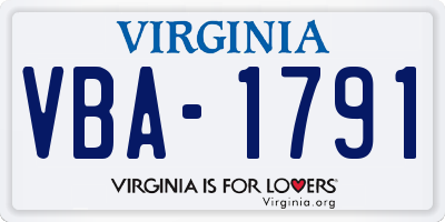 VA license plate VBA1791