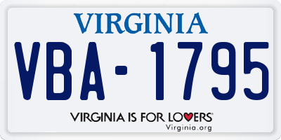 VA license plate VBA1795