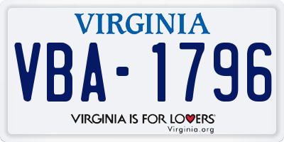 VA license plate VBA1796