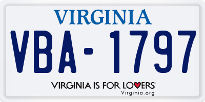 VA license plate VBA1797