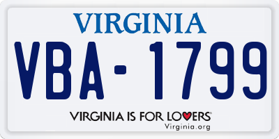 VA license plate VBA1799