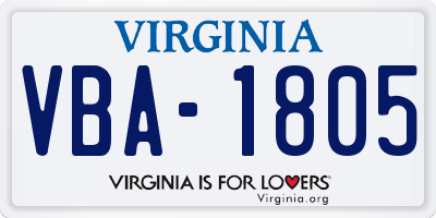 VA license plate VBA1805