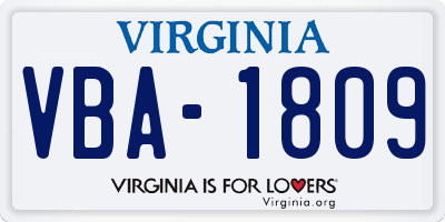 VA license plate VBA1809