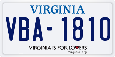 VA license plate VBA1810