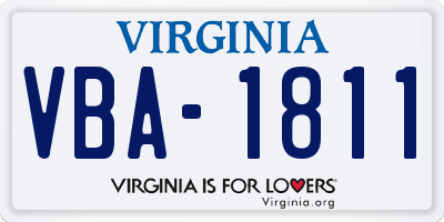 VA license plate VBA1811