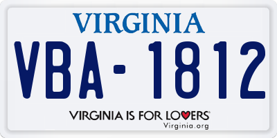 VA license plate VBA1812