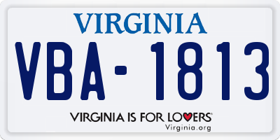 VA license plate VBA1813