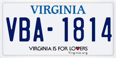 VA license plate VBA1814