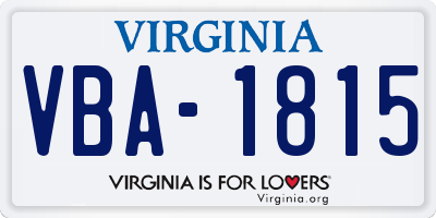 VA license plate VBA1815