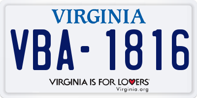VA license plate VBA1816