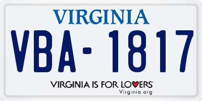 VA license plate VBA1817