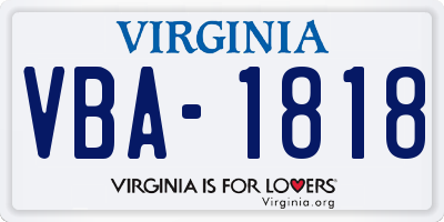 VA license plate VBA1818