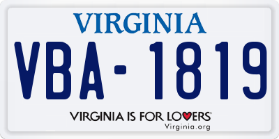 VA license plate VBA1819