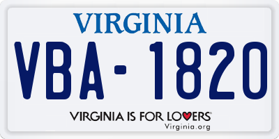 VA license plate VBA1820