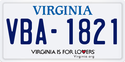 VA license plate VBA1821