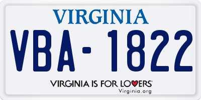 VA license plate VBA1822