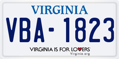 VA license plate VBA1823